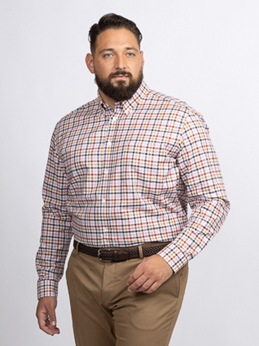Chemise Ã Carreaux Ralph Capel Grande Taille blanc/marine/marron homme grande taille - Capelstore