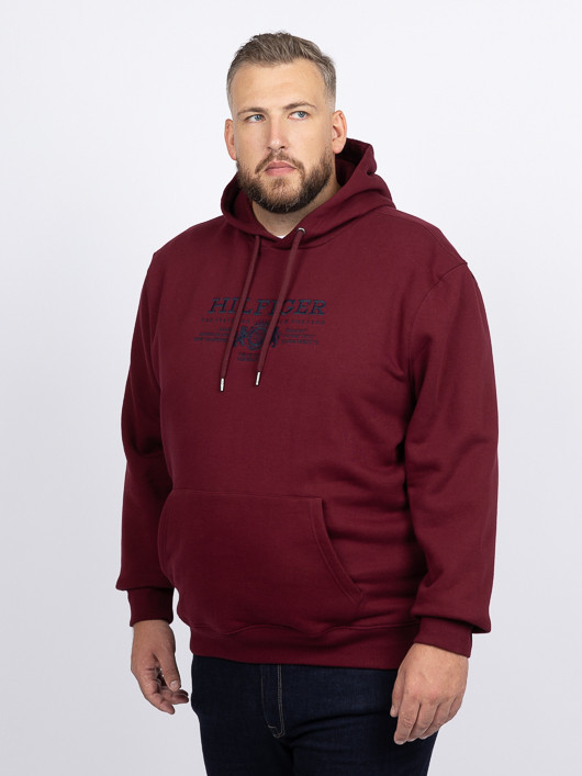 Sweat Capuche Brode Tommy Hilfiger Grande Taille bordeaux homme