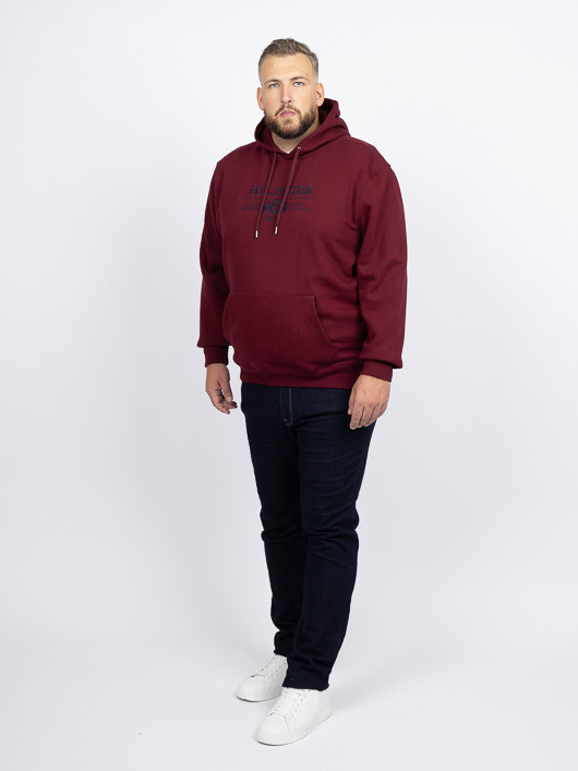 Sweat Capuche Brode Tommy Hilfiger Grande Taille bordeaux homme grande taille - Capelstore