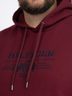 Sweat Capuche Brode Tommy Hilfiger Grande Taille bordeaux homme grande taille - Capelstore