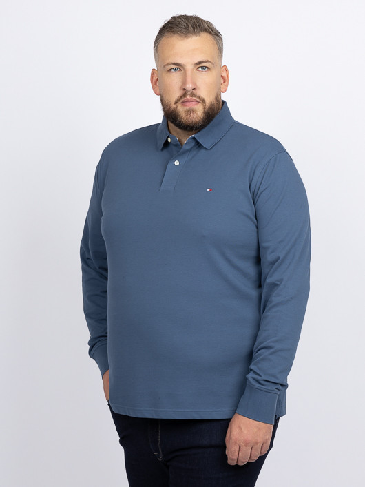 Polo Bleu Manches Longues Tommy Hilfiger Grande Taille bleu homme grande taille - Capelstore