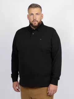 Polo Noir Manches Longues Tommy Hilfiger Grande Taille noir homme grande taille - Capelstore