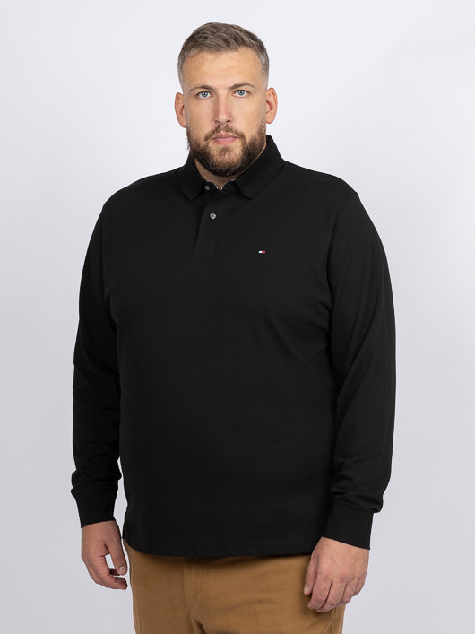 Polo Noir Manches Longues Tommy Hilfiger Grande Taille noir homme grande taille - Capelstore