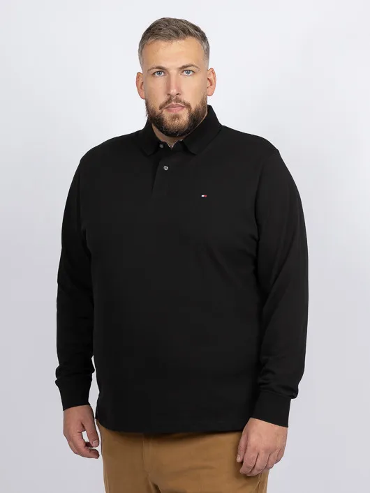 Polo Noir Manches Longues Tommy Hilfiger Grande Taille noir homme grande taille - Capelstore