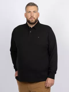 Polo Noir Manches Longues Tommy Hilfiger Grande Taille noir homme grande taille - Capelstore