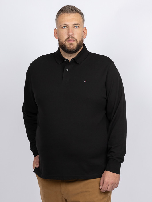 Polo Noir Manches Longues Tommy Hilfiger Grande Taille noir homme grande taille - Capelstore