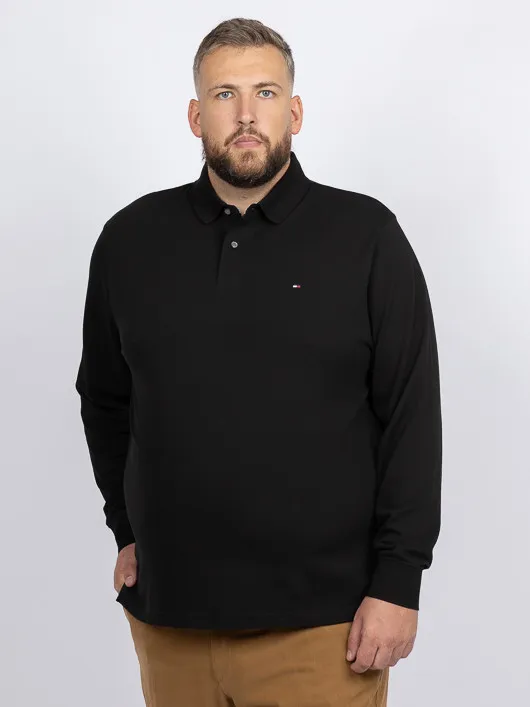 Polo Noir Manches Longues Tommy Hilfiger Grande Taille noir homme grande taille - Capelstore