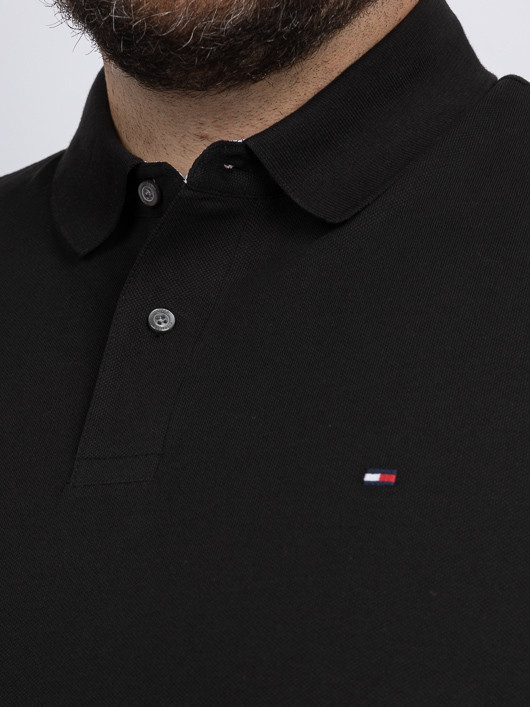 Polo Noir Manches Longues Tommy Hilfiger Grande Taille noir homme grande taille - Capelstore
