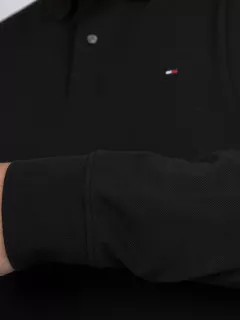 Polo Noir Manches Longues Tommy Hilfiger Grande Taille noir homme grande taille - Capelstore