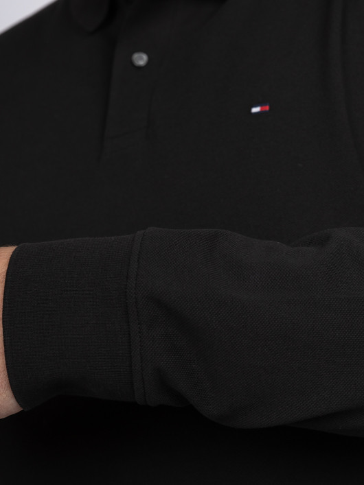 Polo Noir Manches Longues Tommy Hilfiger Grande Taille noir homme grande taille - Capelstore