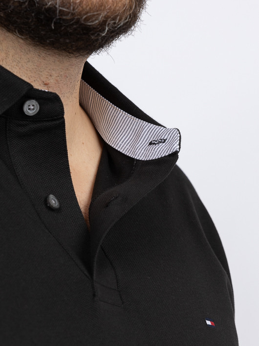 Polo Noir Manches Longues Tommy Hilfiger Grande Taille noir homme grande taille - Capelstore