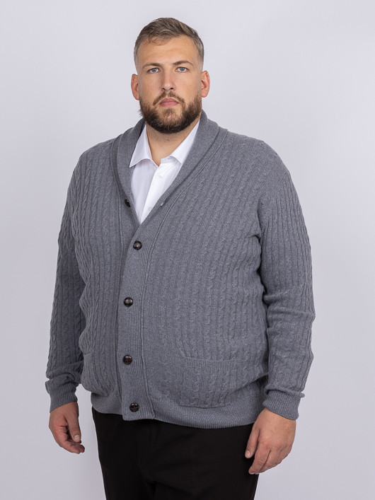 Cardigan Giacomo Gris Torsades Capel Grande Taille gris homme grande taille - Capelstore