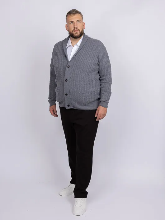 Cardigan Giacomo Gris Torsades Capel Grande Taille gris homme grande taille - Capelstore