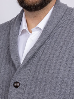 Cardigan Giacomo Gris Torsades Capel Grande Taille gris homme grande taille - Capelstore