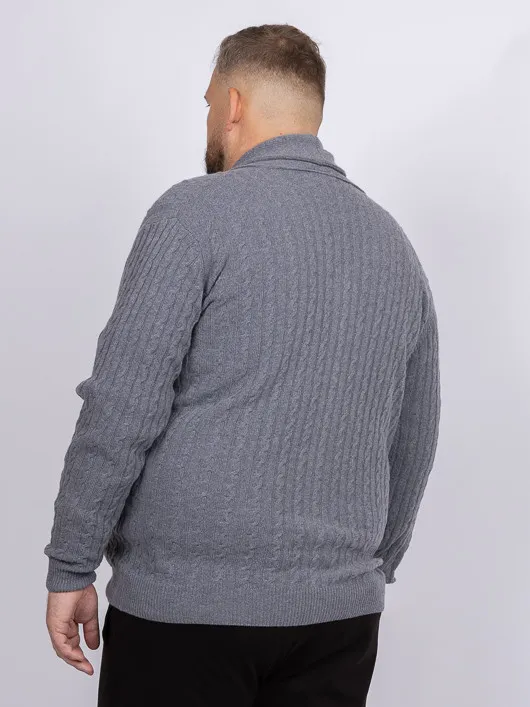 Cardigan Giacomo Gris Torsades Capel Grande Taille gris homme grande taille - Capelstore