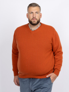 Pull Como Col V Orange Capel Grande Taille orange brule homme grande taille - Capelstore