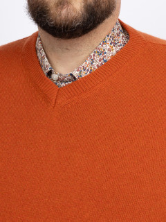 Pull Como Col V Orange Capel Grande Taille orange brule homme grande taille - Capelstore