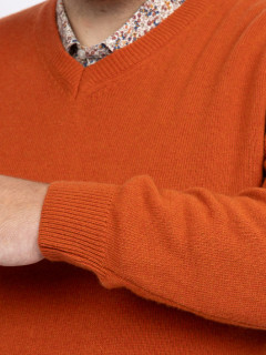 Pull Como Col V Orange Capel Grande Taille orange brule homme grande taille - Capelstore