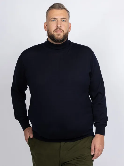 Pull Merinos Pietro Col Roule Capel Grande Taille marine homme grande taille - Capelstore