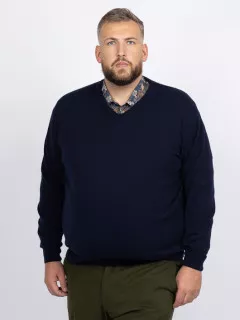 Pull Cachemire Enzo V Marine Capel Grande Taille  homme grande taille - Capelstore