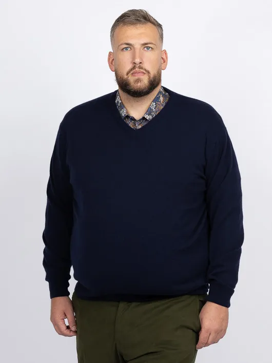Pull Cachemire Enzo V Marine Capel Grande Taille  homme grande taille - Capelstore