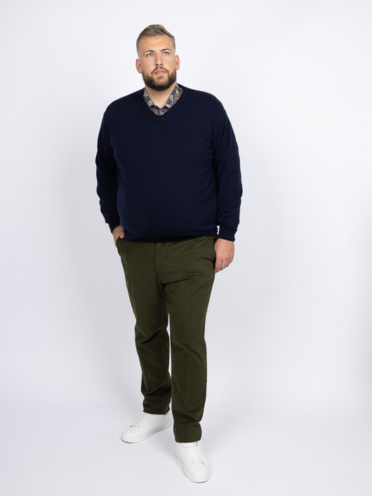 Pull Cachemire Enzo V Marine Capel Grande Taille homme grande taille - Capelstore