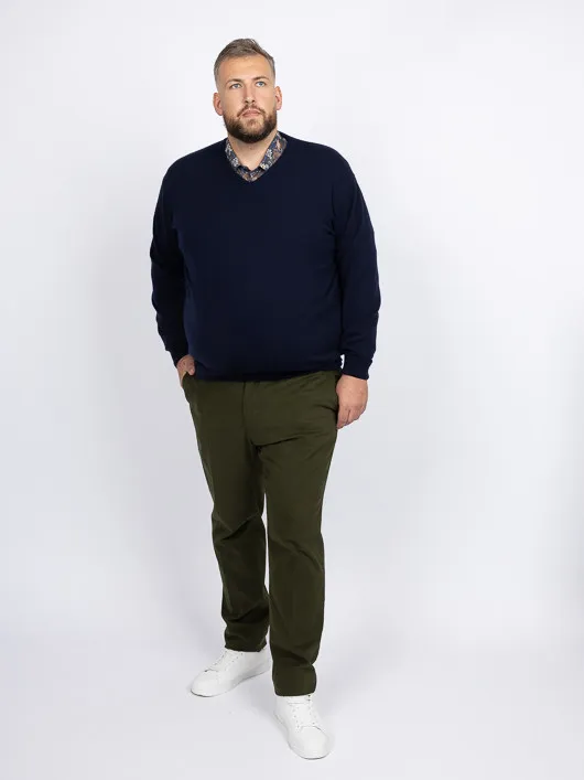 Pull Cachemire Enzo V Marine Capel Grande Taille  homme grande taille - Capelstore