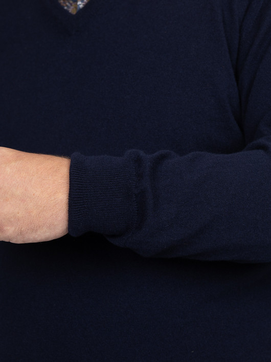 Pull Cachemire Enzo V Marine Capel Grande Taille homme grande taille - Capelstore