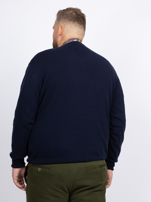 Pull Cachemire Enzo V Marine Capel Grande Taille homme grande taille - Capelstore