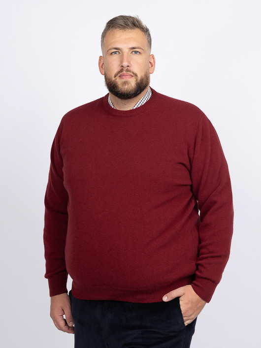 Pull Luca Col Rond Lambswool Capel Grande Taille rouge carmin homme grande taille - Capelstore