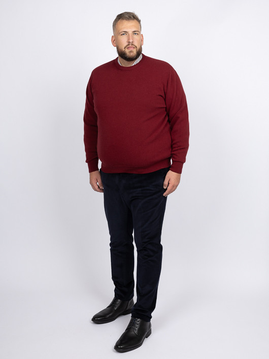 Pull Luca Col Rond Lambswool Capel Grande Taille rouge carmin homme grande taille - Capelstore