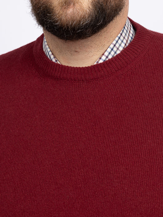 Pull Luca Col Rond Lambswool Capel Grande Taille rouge carmin homme grande taille - Capelstore
