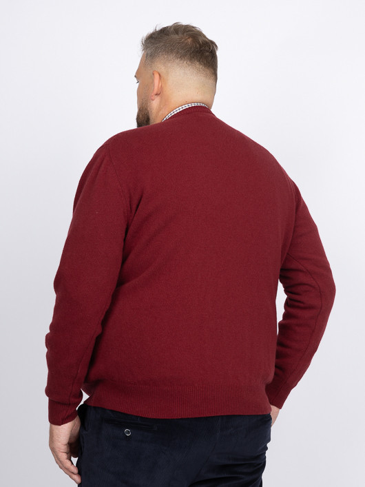 Pull Luca Col Rond Lambswool Capel Grande Taille rouge carmin homme grande taille - Capelstore