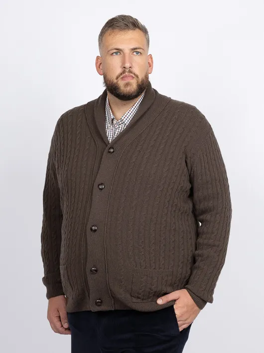 Cardigan Giacomo Torsades Capel Grande Taille marron vison homme grande taille - Capelstore