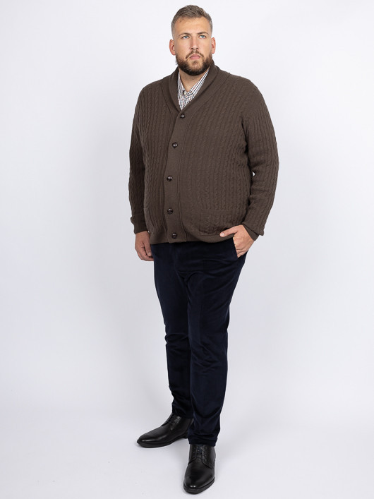 Cardigan Giacomo Torsades Capel Grande Taille marron vison homme grande taille - Capelstore