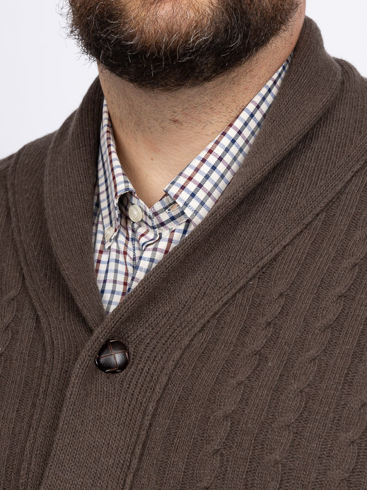 Cardigan Giacomo Torsades Capel Grande Taille marron vison homme grande taille - Capelstore