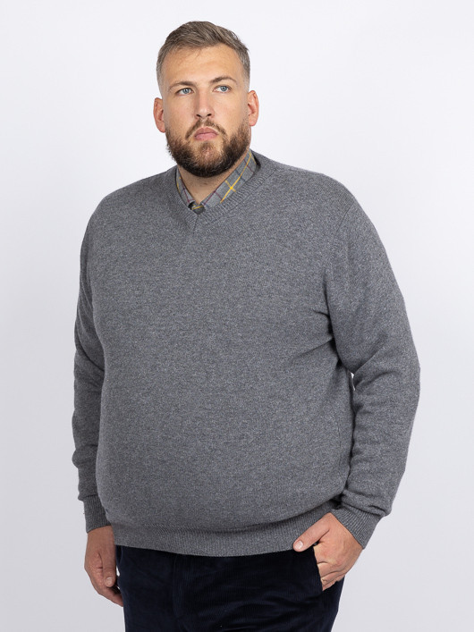 Pull Como Col V Anthracite Capel Grande Taille anthracite homme grande taille - Capelstore