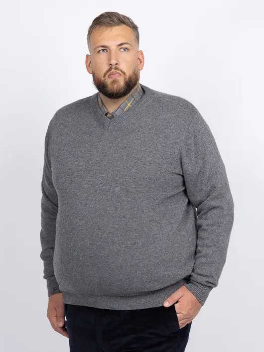 Pull Como Col V Anthracite Capel Grande Taille anthracite homme grande taille - Capelstore