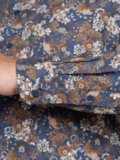 Chemise Gianni/leo Fleurs Capel Grande Taille marine/beige/ocre homme grande taille - Capelstore