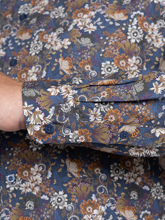 Chemise Gianni/leo Fleurs Capel Grande Taille marine/beige/ocre homme grande taille - Capelstore