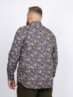 Chemise Gianni/leo Fleurs Capel Grande Taille marine/beige/ocre homme grande taille - Capelstore