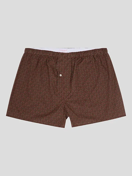 Calecon Motifs Geometriques Derke Rose Grande Taille bordeaux/beige/vert homme grande taille - Capelstore
