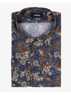 Chemise Gianni/leo Fleurs Capel Grande Taille marine/beige/ocre homme grande taille - Capelstore