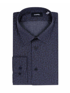 Chemise Motif Puzzle Gianni Capel Grande Taille marine/marron/beige homme grande taille - Capelstore
