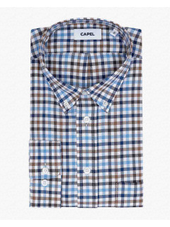 Chemise Carreaux Ralph/leo Capel Grande Taille blanc/marine/marron homme grande taille - Capelstore