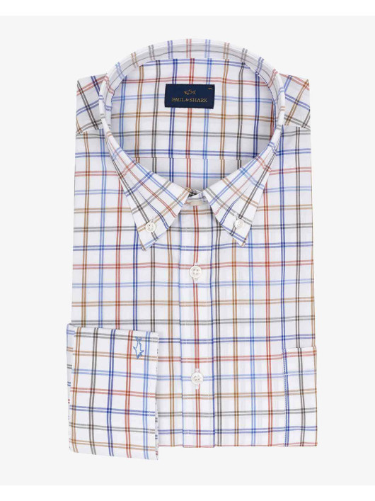 Chemise Carreaux Paul & Shark Grande Taille blanc homme grande taille - Capelstore