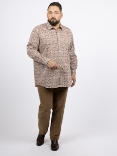 Chemise Tissu Liberty Gianni/ Leo Capel Grande Taille ecru/marron/marine homme grande taille - Capelstore