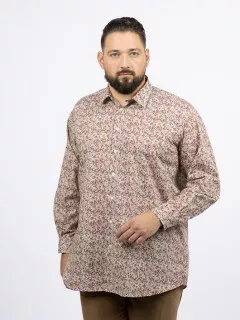 Chemise Tissu Liberty Gianni/ Leo Capel Grande Taille ecru/marron/marine homme grande taille - Capelstore