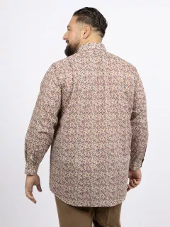 Chemise Tissu Liberty Gianni/ Leo Capel Grande Taille ecru/marron/marine homme grande taille - Capelstore