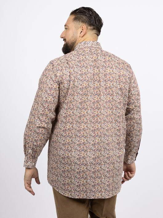 Chemise Tissu Liberty Gianni/ Leo Capel Grande Taille ecru/marron/marine homme grande taille - Capelstore